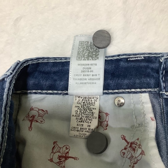 True Religion Women’s Curvy Skinny Jeans Size 28 Big Rainbow Horseshoe - Picture 6 of 11